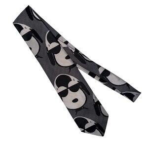 Vintage Snoopy Tie Cervantes Peanuts Graphic Black Gray Novelty Necktie